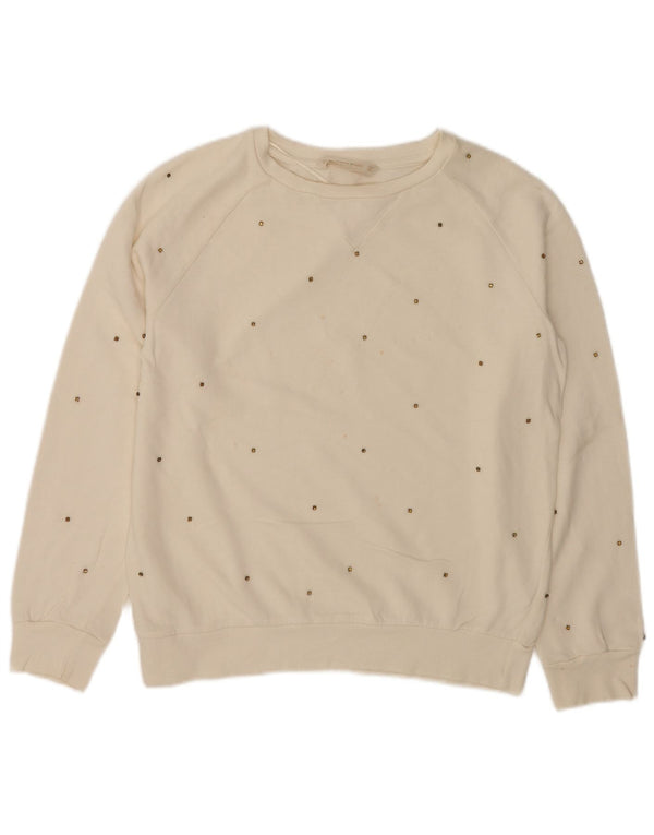 Felpa da donna Zara UK 10 piccola in cotone bianco