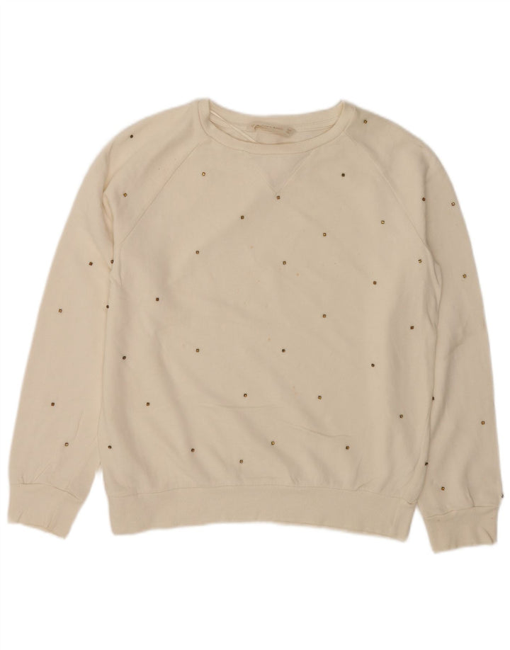 Felpa da donna Zara UK 10 piccola in cotone bianco