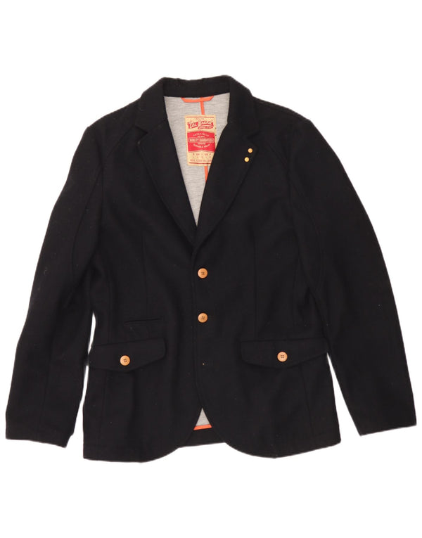 Giacca blazer da uomo a 2 bottoni EDC UK 40 grande poliestere nero