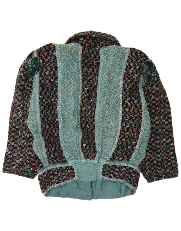Maglione cardigan vestibilità ampia da donna vintage con motivo astratto UK 20 2XL Verde