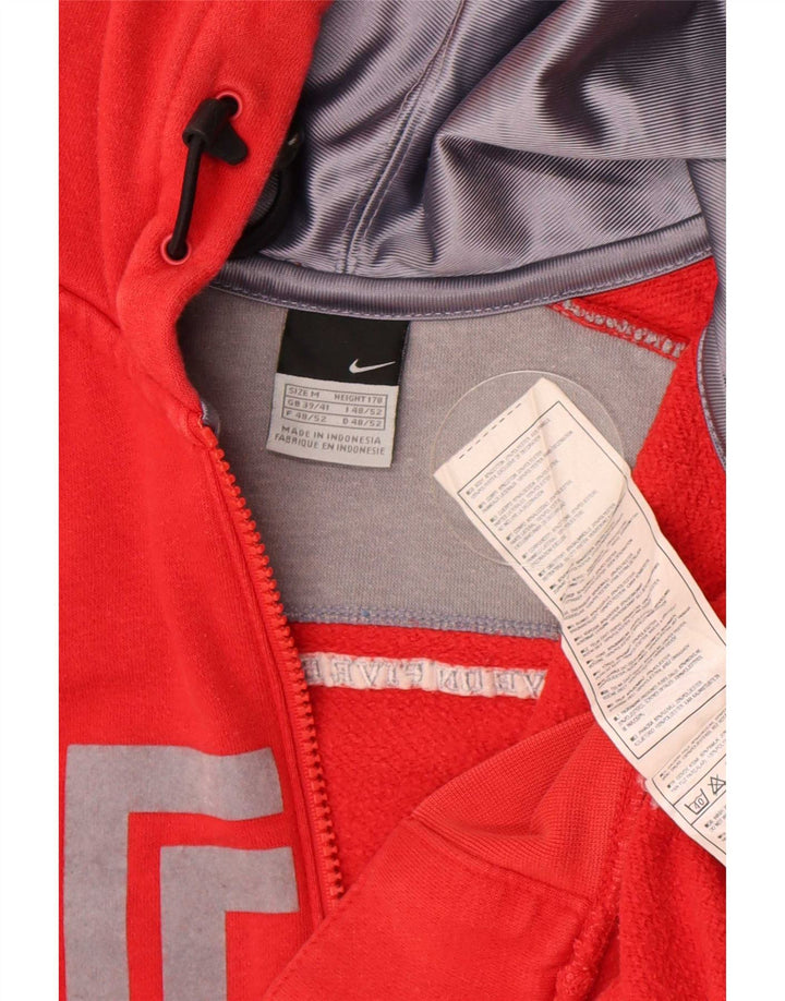 Felpa con cappuccio e zip grafica Nike da uomo in cotone color block rosso medio