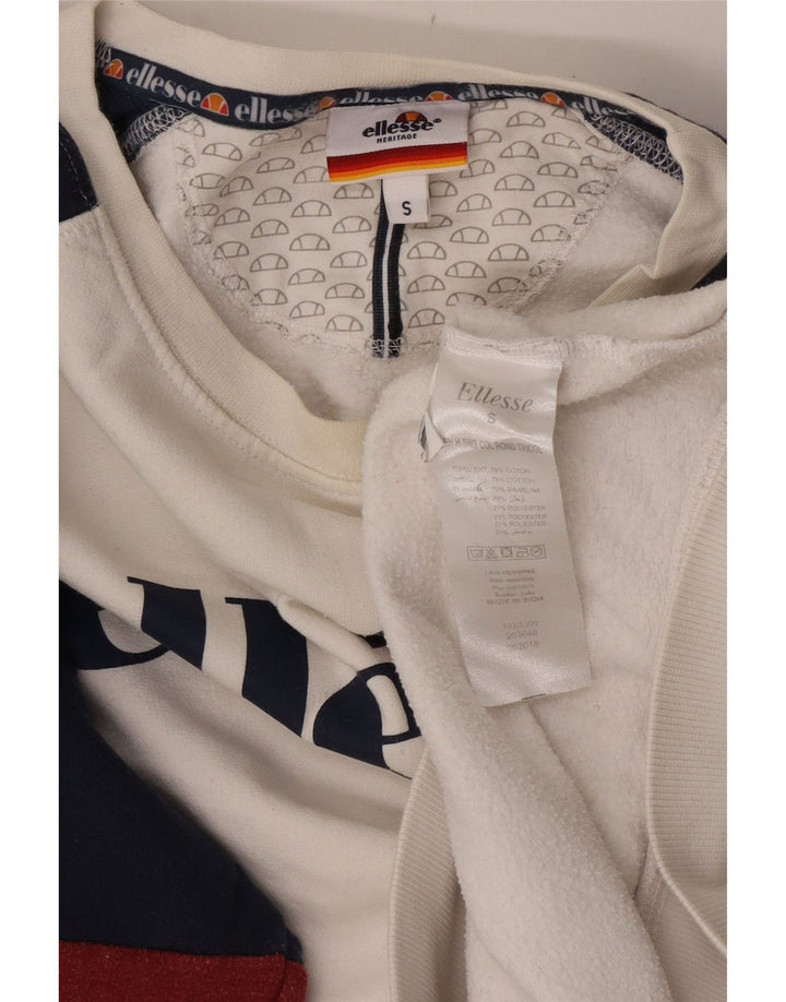 Felpa grafica da uomo Ellesse, piccola, in cotone color block bianco