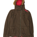 Giacca a vento con cappuccio da donna Superdry UK 16 grande nylon kaki