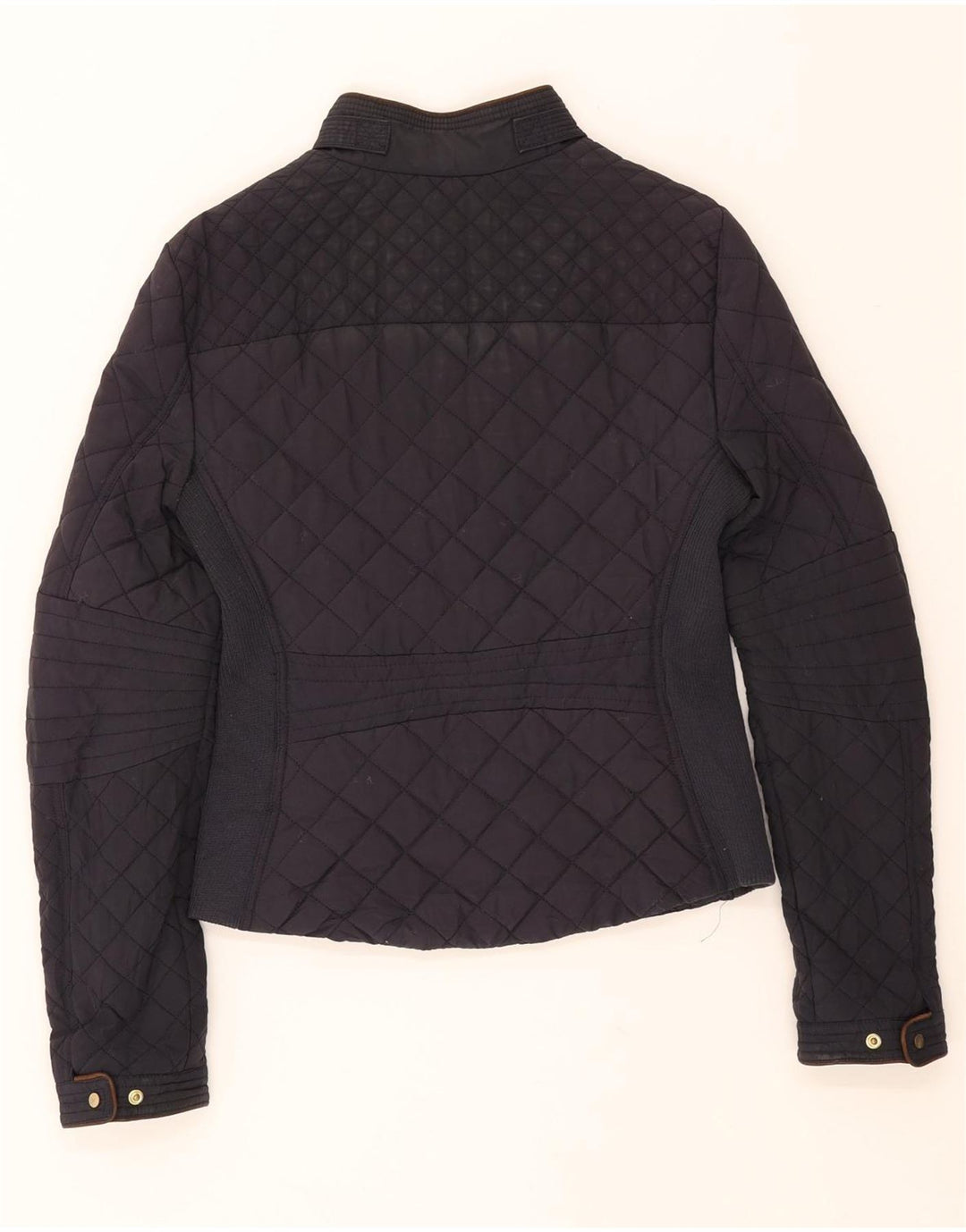 ZARA Womens Quilted Jacket UK 12 Medium Navy Blue Vintage Zara and Second-Hand Zara from Messina Hembry 