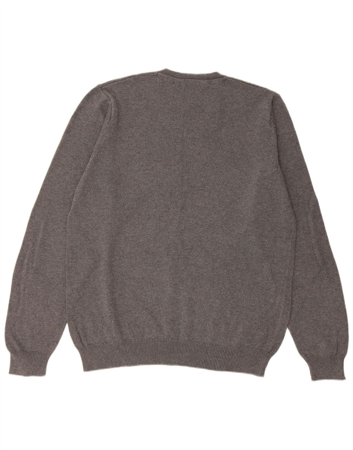 Maglione da uomo Marks & Spencer con scollo a V blu Harbour in cotone grigio medio