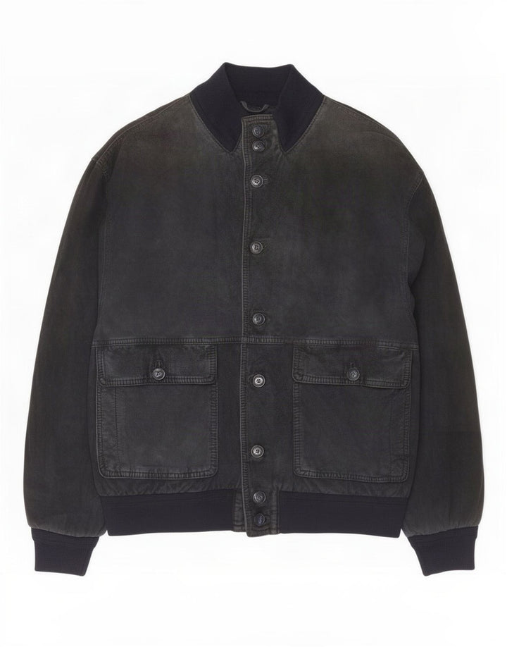 Giubbotto bomber in pelle scamosciata da uomo Max UK 38 Medio in pelle blu navy