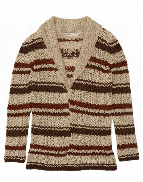Maglione cardigan all'uncinetto da donna Zara UK 12 Marrone medio a righe