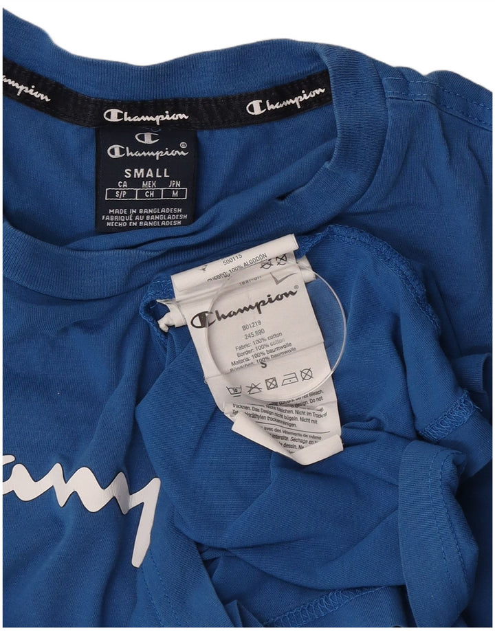 T-shirt grafica da uomo Champion Top piccola in cotone blu