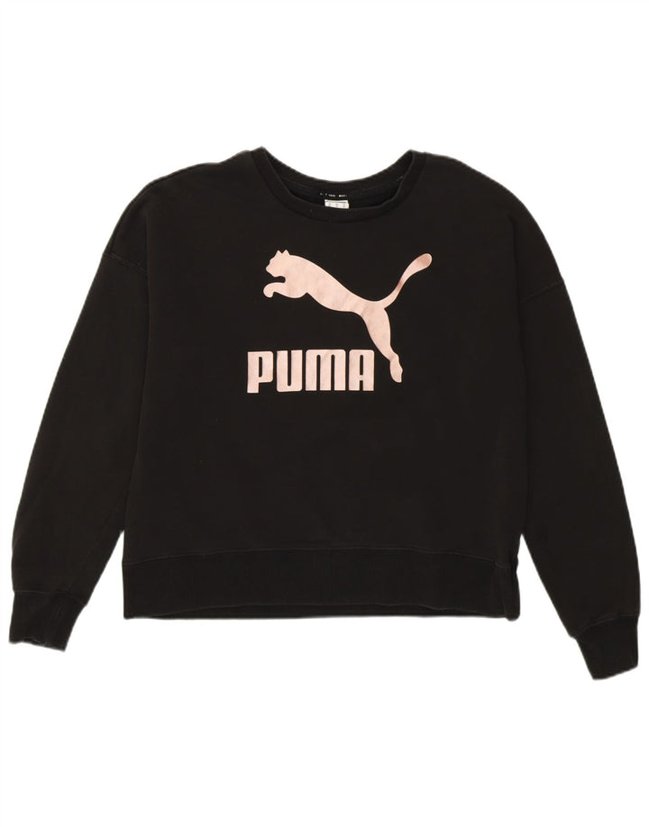 Felpa da donna con grafica corta oversize Puma da donna UK 6 XS cotone nero