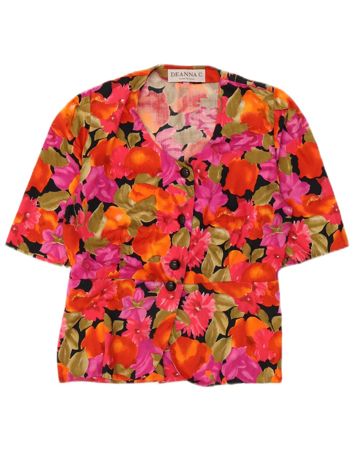 Camicetta camicia a maniche corte da donna vintage IT 45 floreale multicolore medio