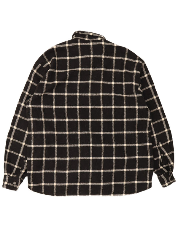 Camicia vintage da uomo in flanella a quadri neri grandi
