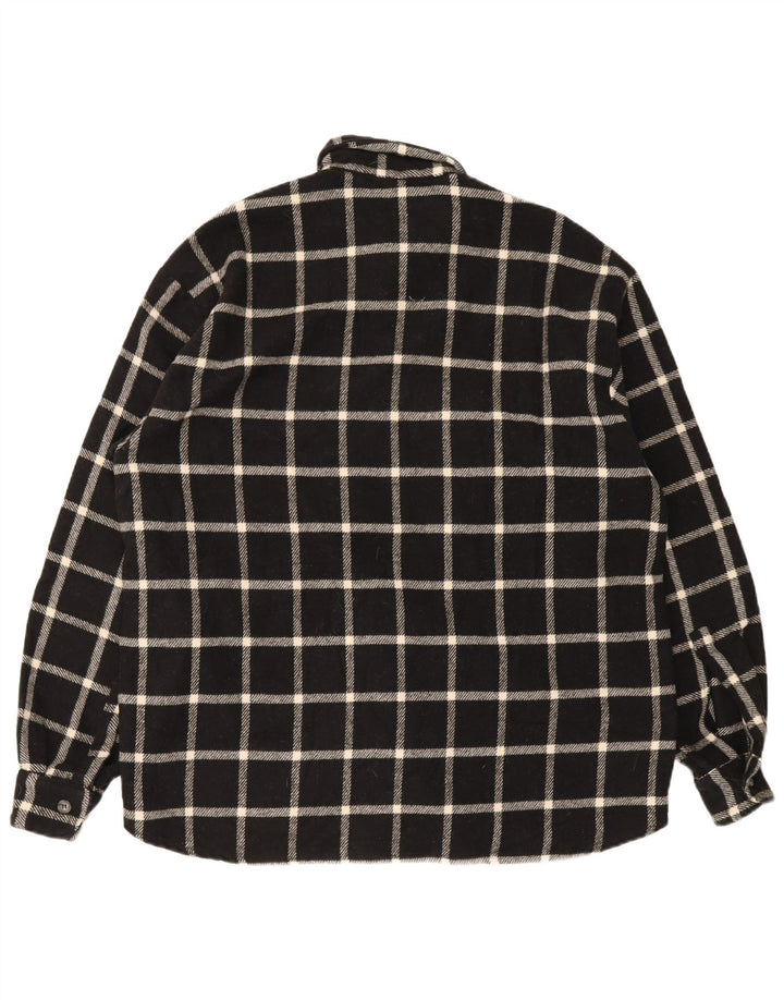 Camicia vintage da uomo in flanella a quadri neri grandi