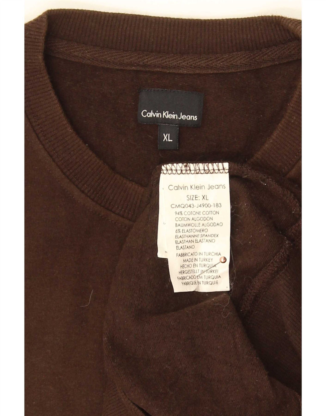Calvin Klein Jeans Uomo Felpa Maglione XL Marrone Cotone