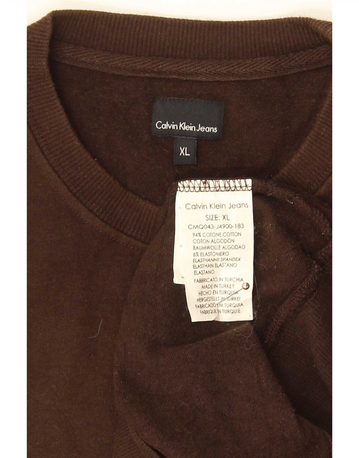 Calvin Klein Jeans Uomo Felpa Maglione XL Marrone Cotone