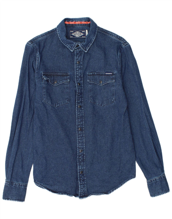 SUPERDRY Mens Denim Shirt Small Blue Cotton