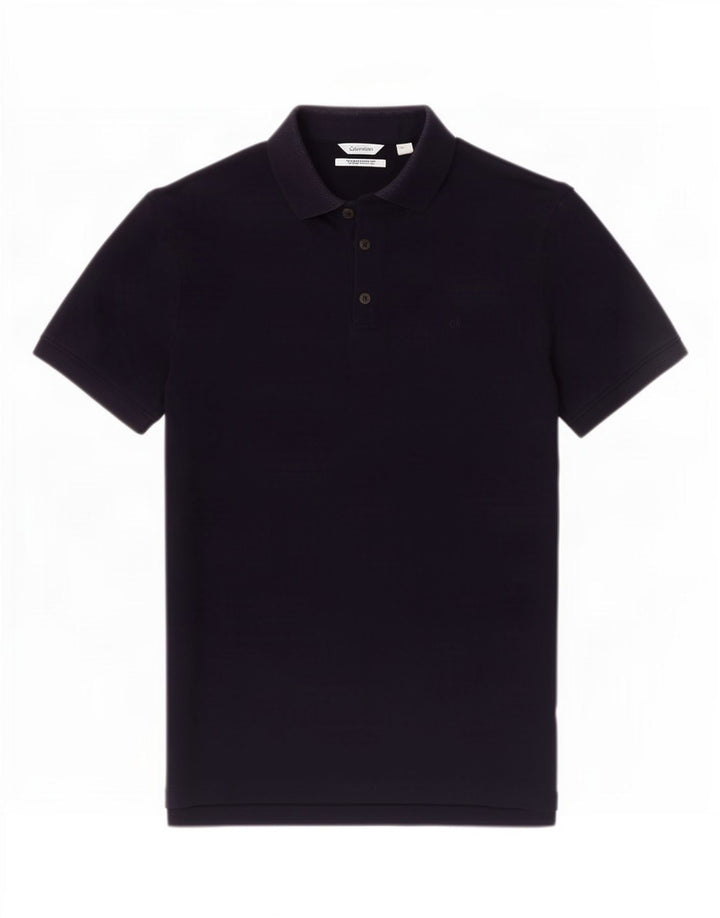 Polo da uomo Calvin Klein media cotone blu navy