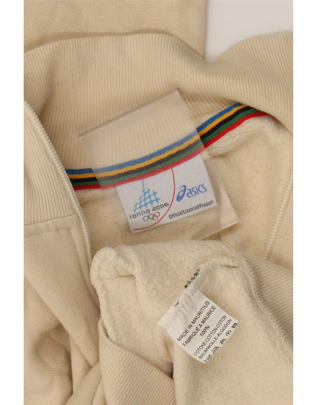 Giacca da ginnastica grafica da donna Asics UK 10 piccola in cotone beige