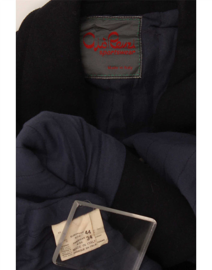 Cappotto doppiopetto vintage da uomo EU 44 XL Lana blu navy