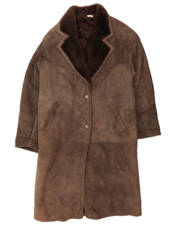 Cappotto in shearling vintage da donna IT 42 Shearling grigio medio