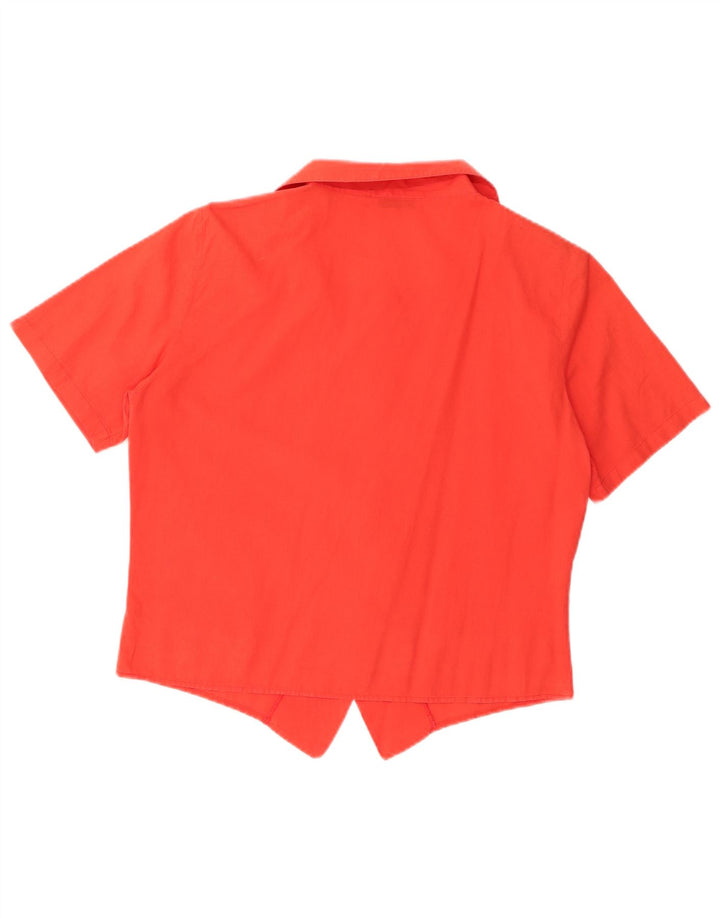 Camicia a maniche corte da donna vintage UK 14 cotone rosso medio