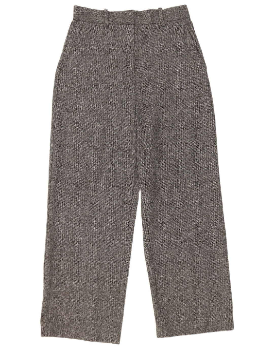 Pantaloni casual a gamba larga a vita alta da donna Zara in poliestere grigio medio
