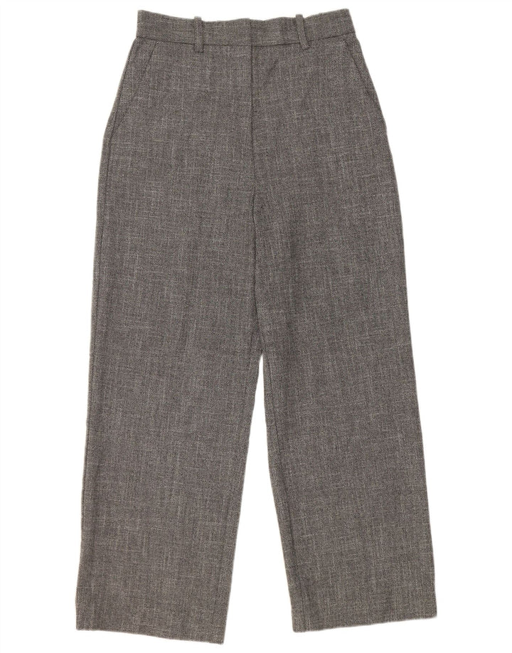 Pantaloni casual a gamba larga a vita alta da donna Zara in poliestere grigio medio