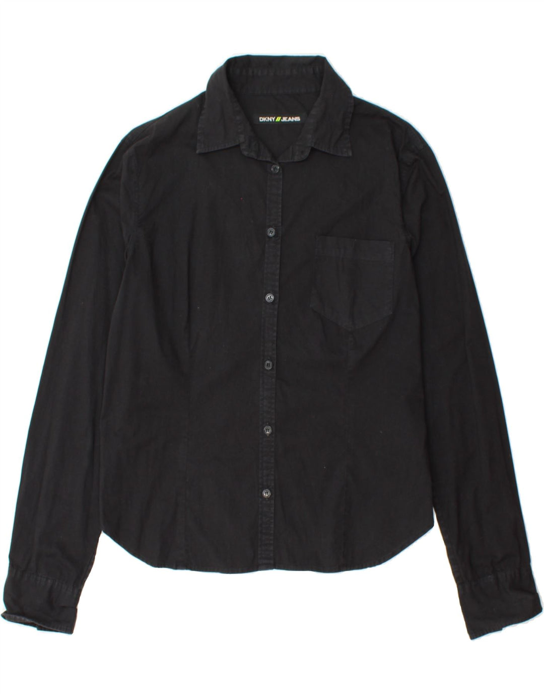 DKNY Womens Shirt UK 16 Large Black Cotton Vintage Dkny and Second-Hand Dkny from Messina Hembry 