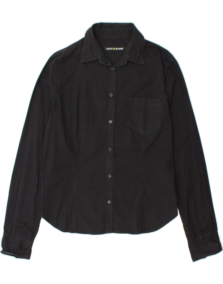 DKNY Womens Shirt UK 16 Large Black Cotton Vintage Dkny and Second-Hand Dkny from Messina Hembry 