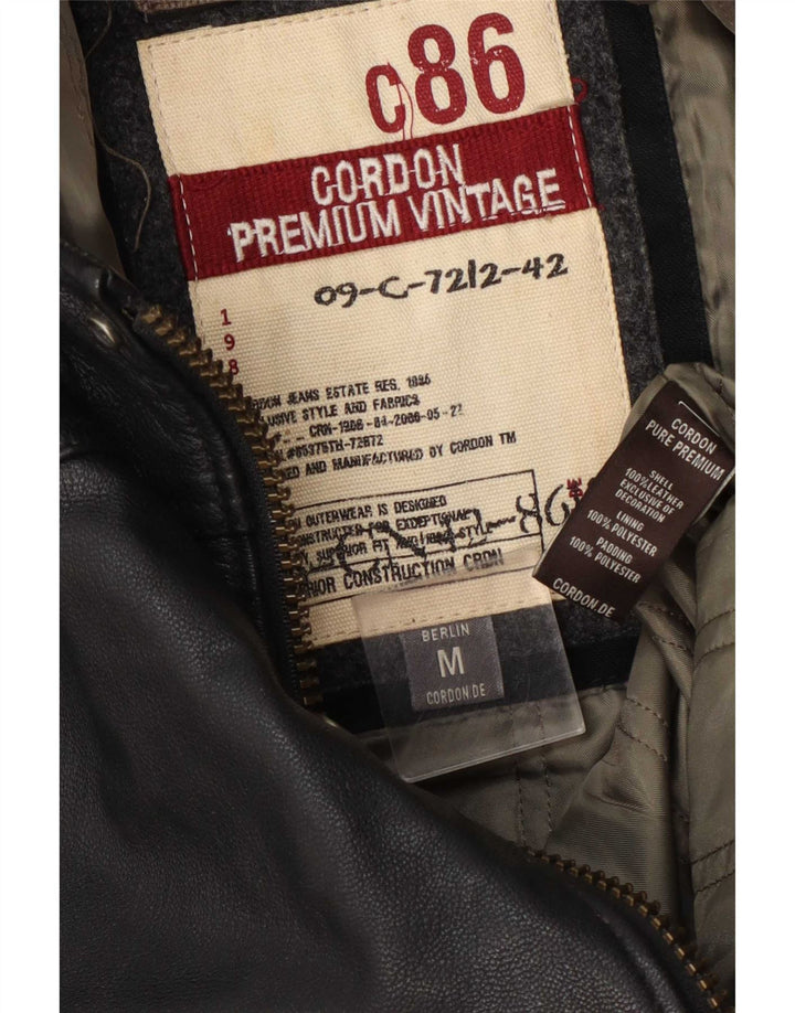 Giacca in pelle grafica da uomo Cordon UK 38 media nera