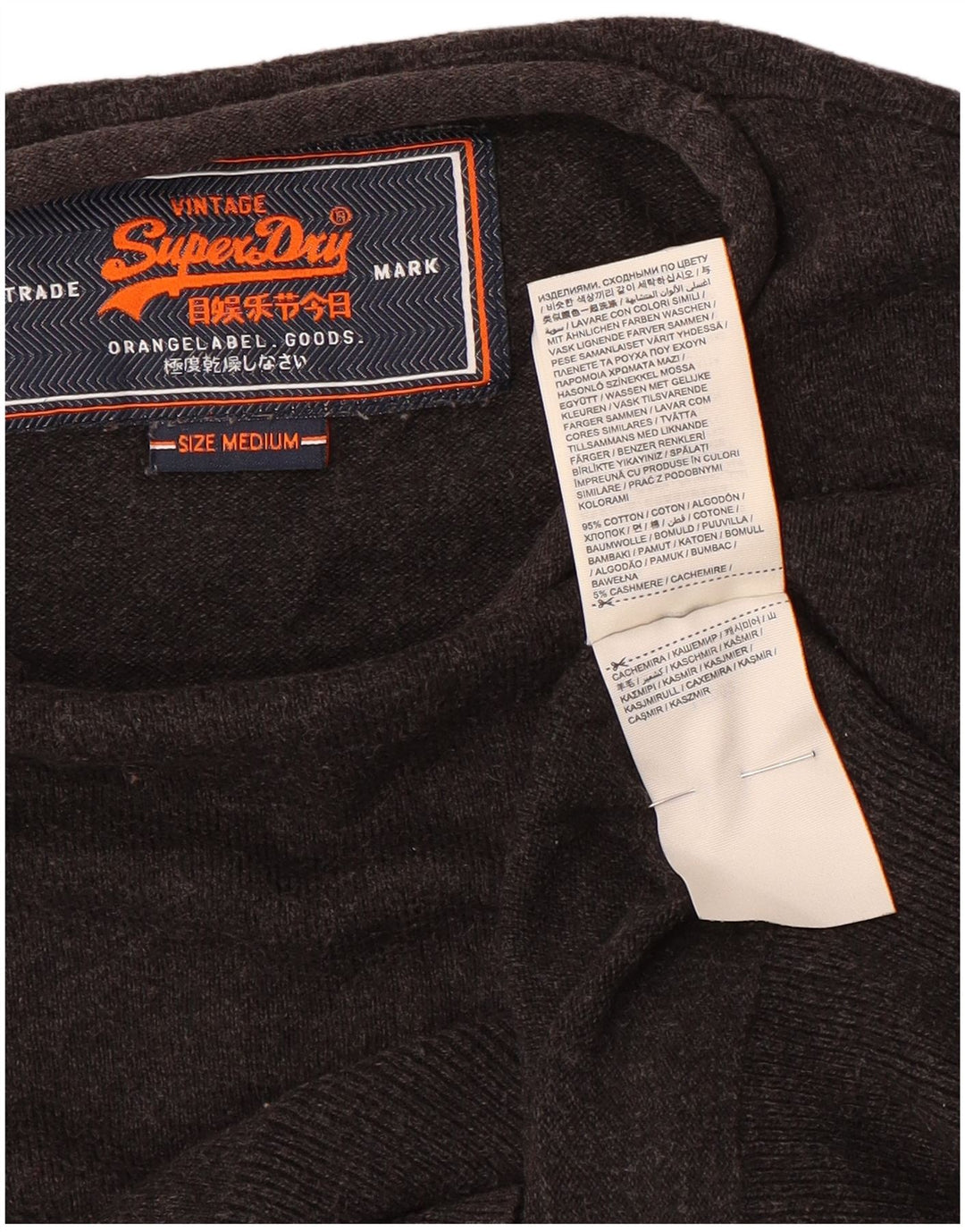 Maglione da uomo con scollo a barca Superdry in cotone grigio medio