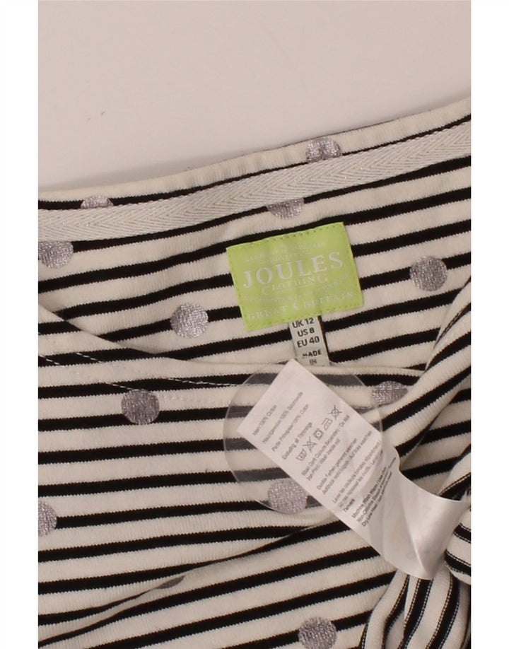 JOULES Womens Top 3/4 Sleeve UK 12 Medium  White Striped Cotton Vintage Joules and Second-Hand Joules from Messina Hembry 