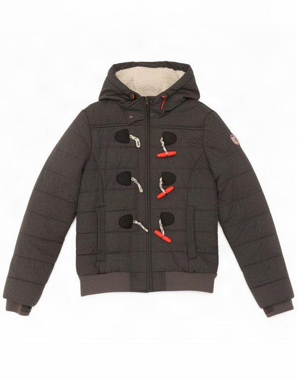 Giacca imbottita con cappuccio da donna Superdry UK 10 Small Grigio Poliestere