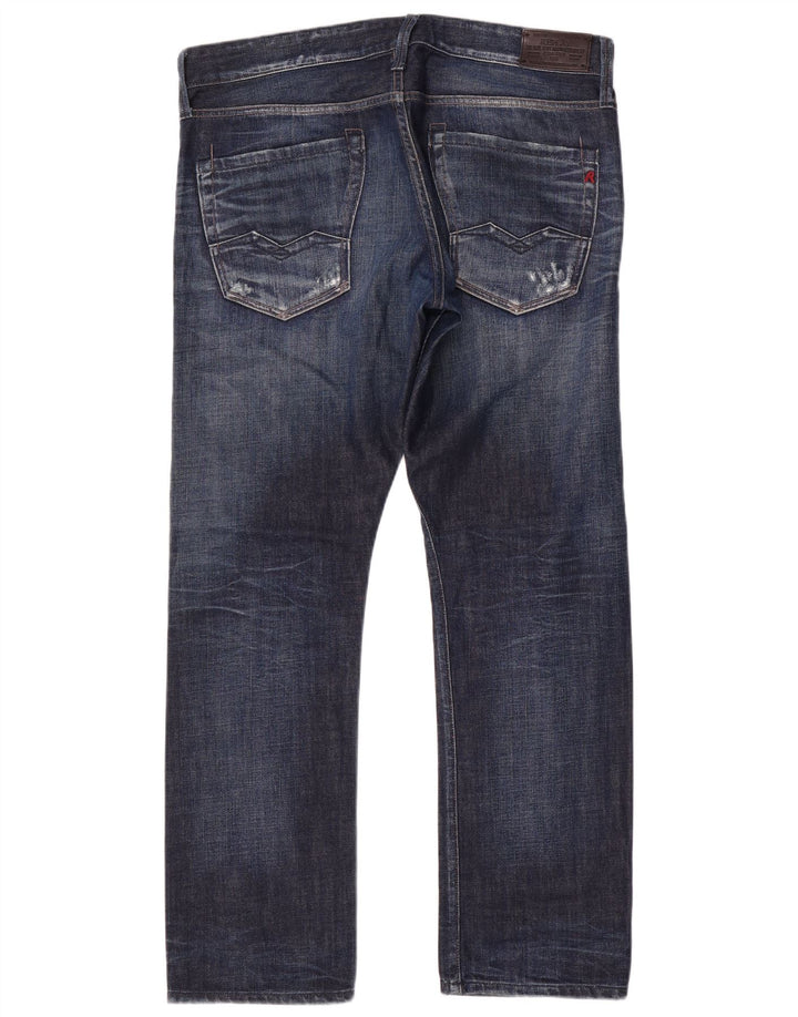 Jeans dritti invecchiati da uomo Replay W34 L31 cotone blu