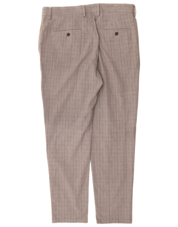 Pantaloni chino slim da uomo Zara EU 42 Large W32 L30 Poliestere a quadri grigi