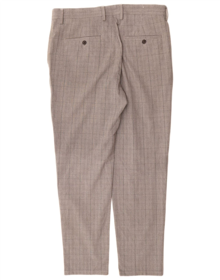 Pantaloni chino slim da uomo Zara EU 42 Large W32 L30 Poliestere a quadri grigi