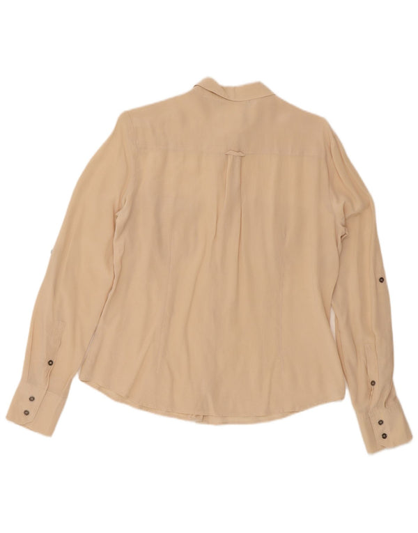 Camicia militare a maniche lunghe da donna Max Mara grande in seta beige