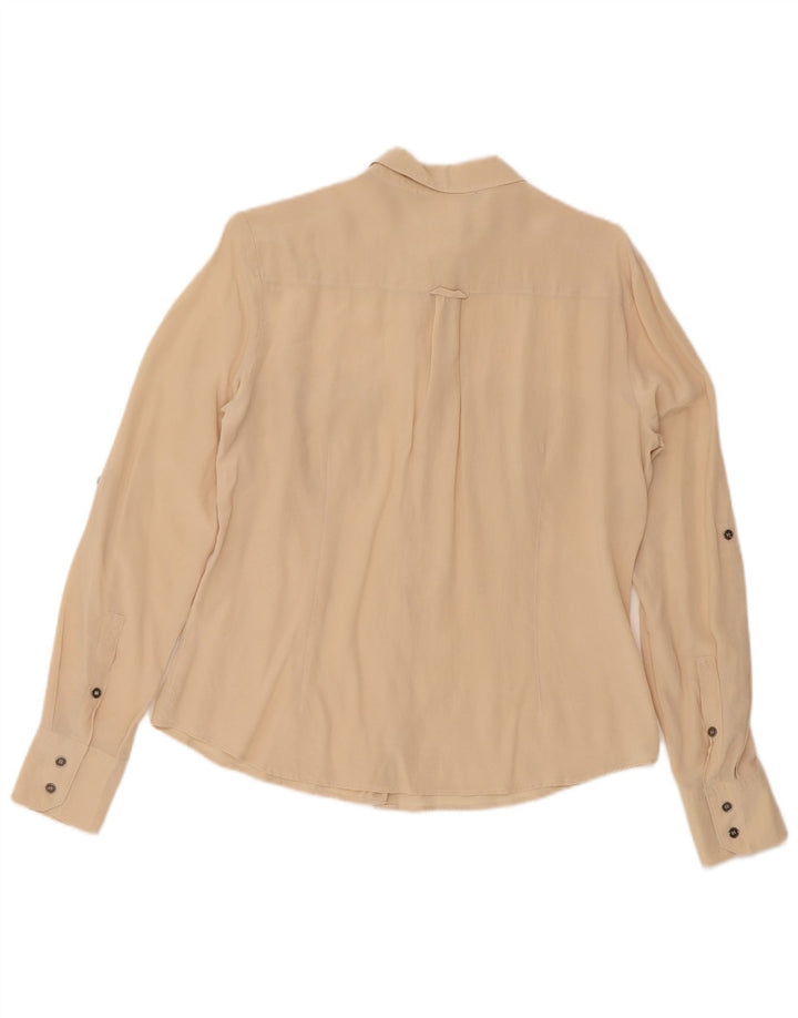 Camicia militare a maniche lunghe da donna Max Mara grande in seta beige
