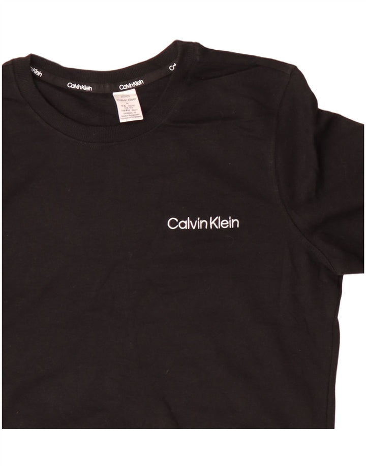 CALVIN KLEIN Felpa da donna Maglione UK 14 Medio Nero Cotone