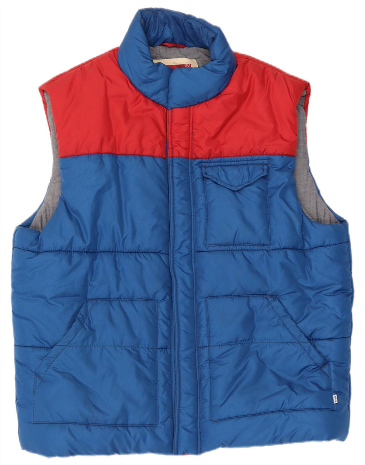 Gilet imbottito da uomo Levi's UK 40 Large Blu in poliestere color block