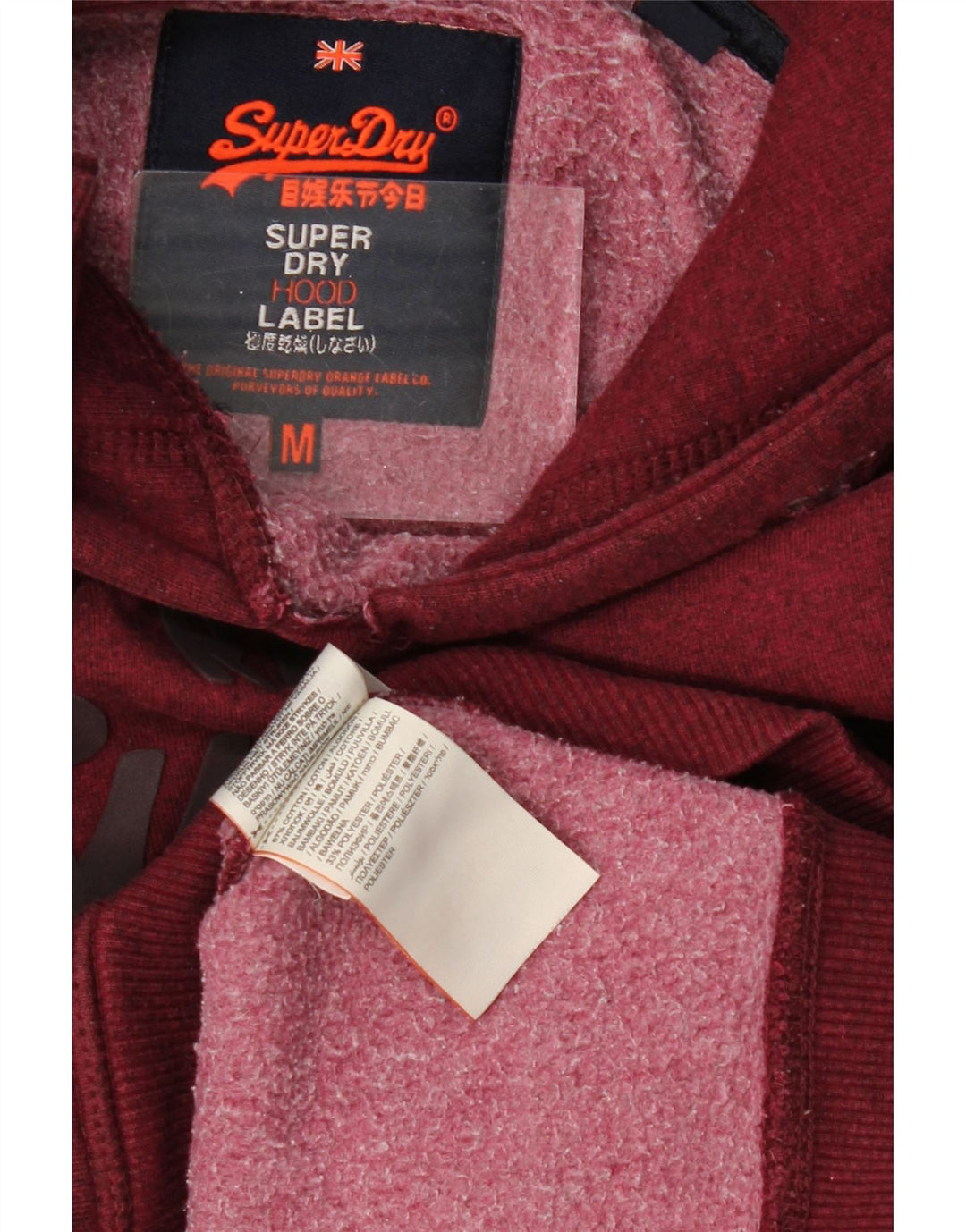 Maglione con cappuccio grafico da uomo SUPERDRY in cotone bordeaux medio