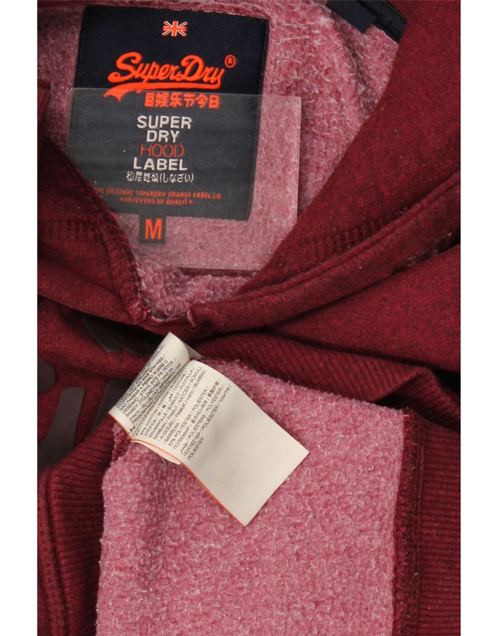 Maglione con cappuccio grafico da uomo SUPERDRY in cotone bordeaux medio