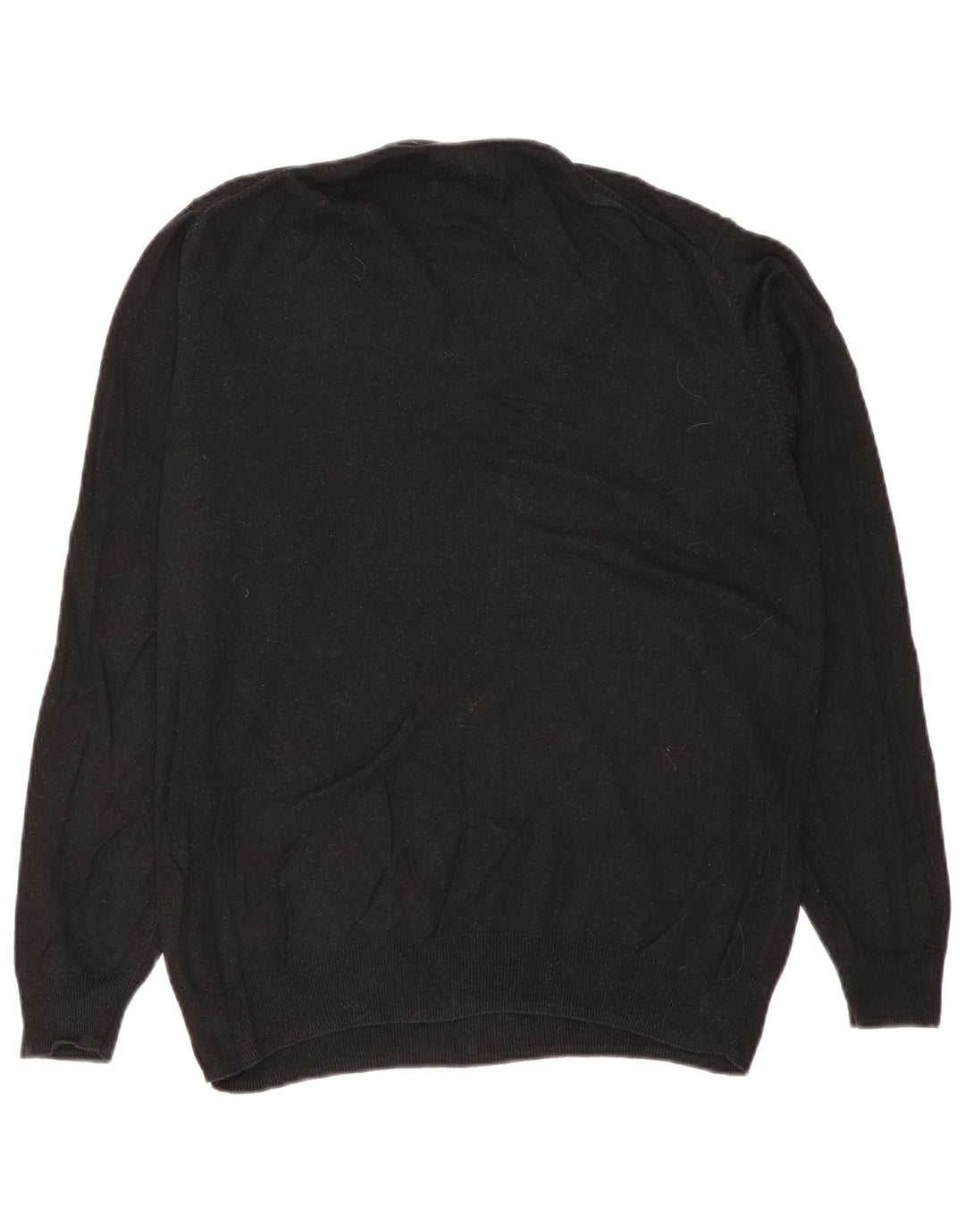 Marks & Spencer Mens Regular Fit V-Neck Jumper Sweater Medium Black Cotton