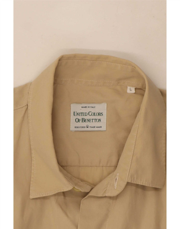 Camicia Benetton Uomo Manica Corta Large Beige