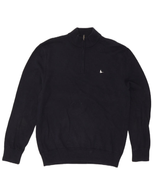 Maglione da uomo con collo con zip Jack Wills, grande cotone blu navy