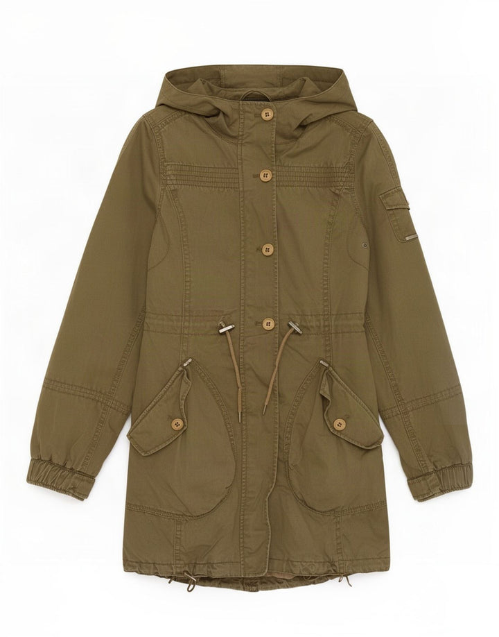 Parka da donna con cappuccio Esprit UK 8 piccolo cotone kaki