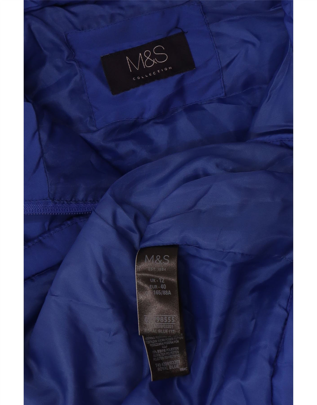 Gilet imbottito da donna Marks & Spencer UK 12 poliestere blu medio