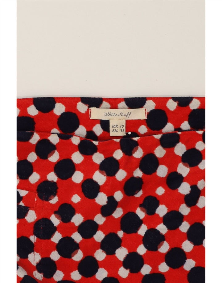 WHITE STUFF Womens Straight Skirt UK 10 Small W32 Red Spotted Cotton Vintage White Stuff and Second-Hand White Stuff from Messina Hembry 