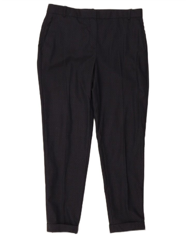 Pantaloni da abito da donna Massimo Dutti EU 38 Small W28 L26 Blu navy maculato