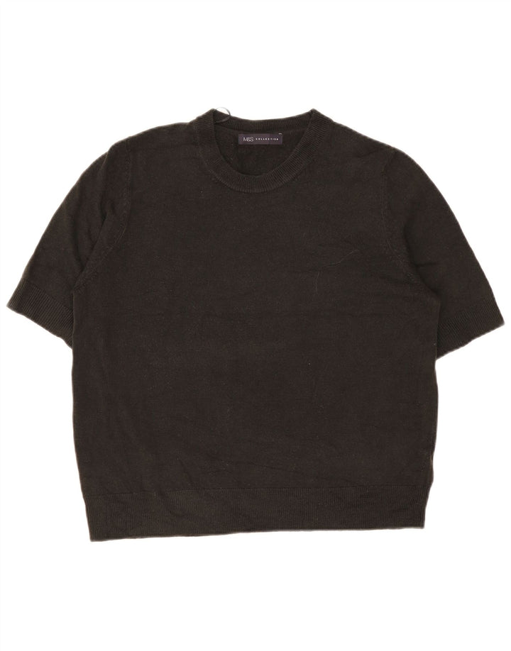 Maglione maglione girocollo da donna Marks & Spencer UK 16 grande nero