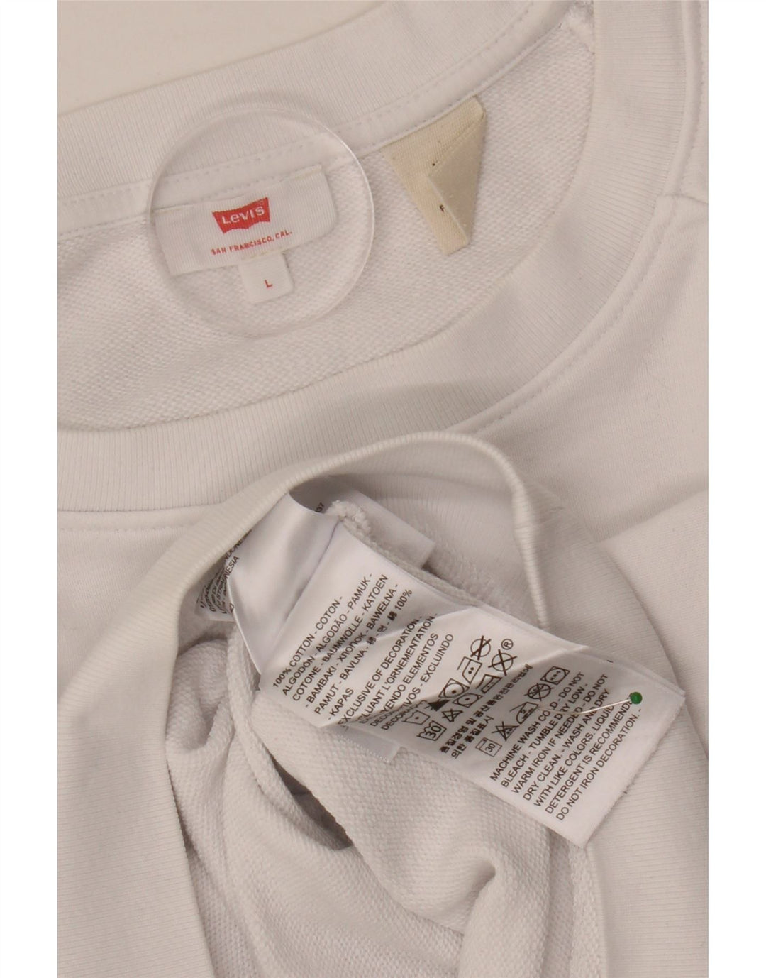 LEVI'S Felpa con grafica oversize da donna UK 16 Large Cotone bianco